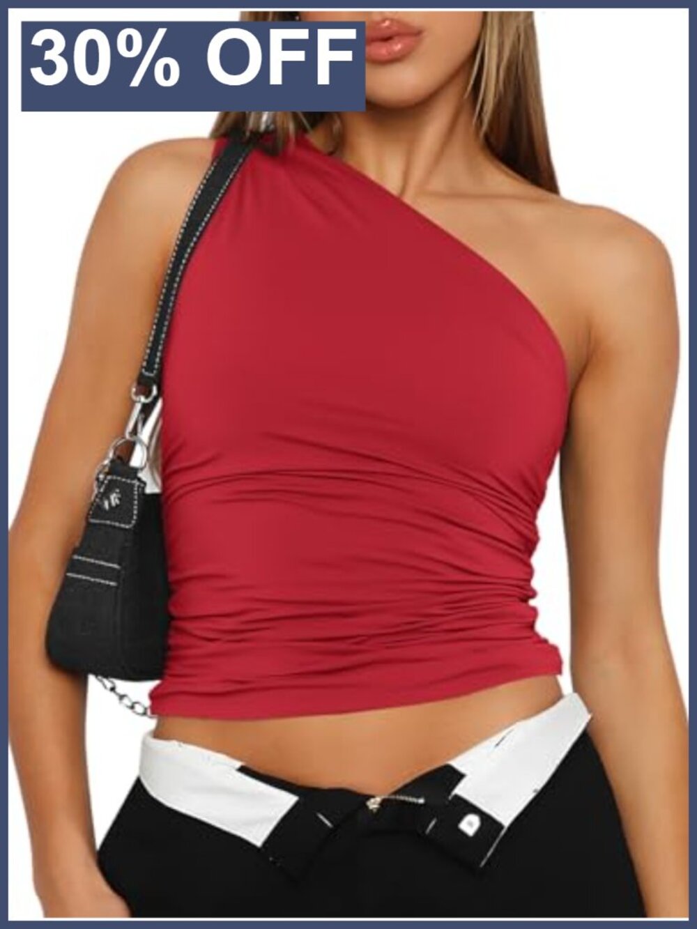Trendy Queen Womens One Shoulder Crop Top Sleeveless Tank Tops Asymmetric Going